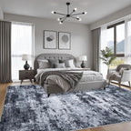 5X7 Area Rug Living Room Rug: Washable Modern Abstract Soft Thin Rug Indoor Floor No Slip Stain Resistant Carpet For Bedroom Dining Room Farmhouse Nursery Home Office - Black