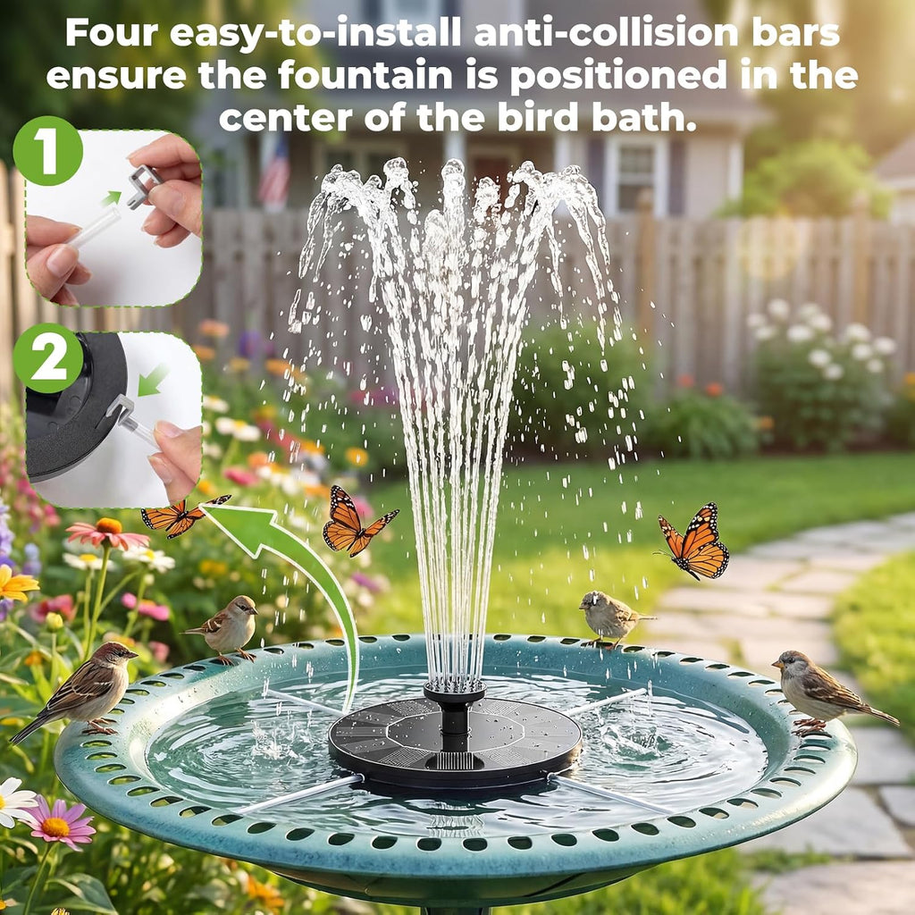 Aisitin Solar Fountain Pump With 6 Nozzles, 2026 Solar Bird Bath Fountains | Upgraded Floating Solar Water Fountain For Garden, Pond, Pool, Fish Tank, Backyard & Outdoor