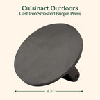 Cuisinart 6.5" Cast Iron Smashed Burger Press, Round Flat Edge Grill Press For Crispy Smash Burgers, Burger Tool For Grill And Griddle Accessories, For Bbqs And Tailgates
