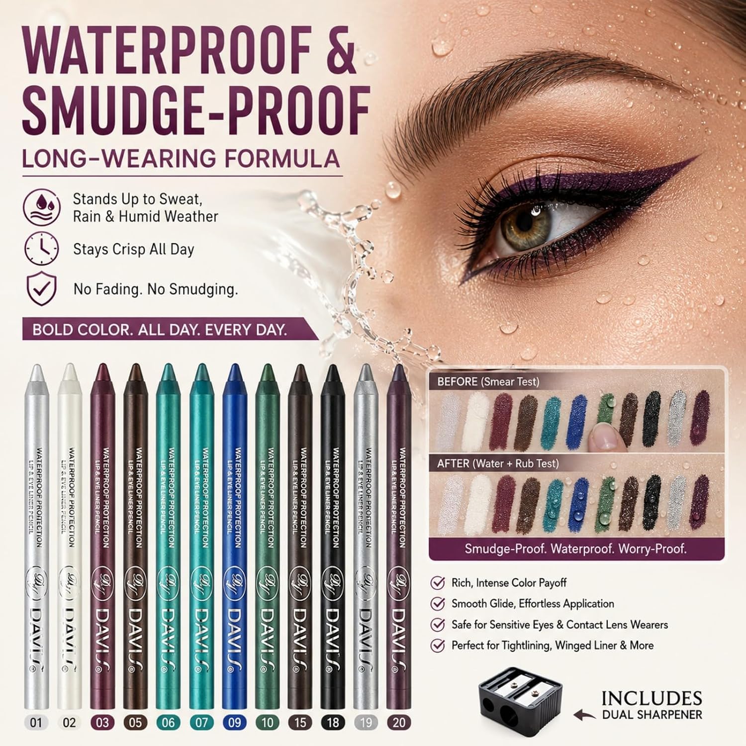 12 Color Eyeliner Pencil Set With Sharpener Waterproof And Long-Lasting Colour Gel Eye Liner Pencils For Women