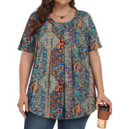 Plus Size Tops for Women Short Sleeve Shirts Crew Neck Casual Loose Fit Tunic Blouses