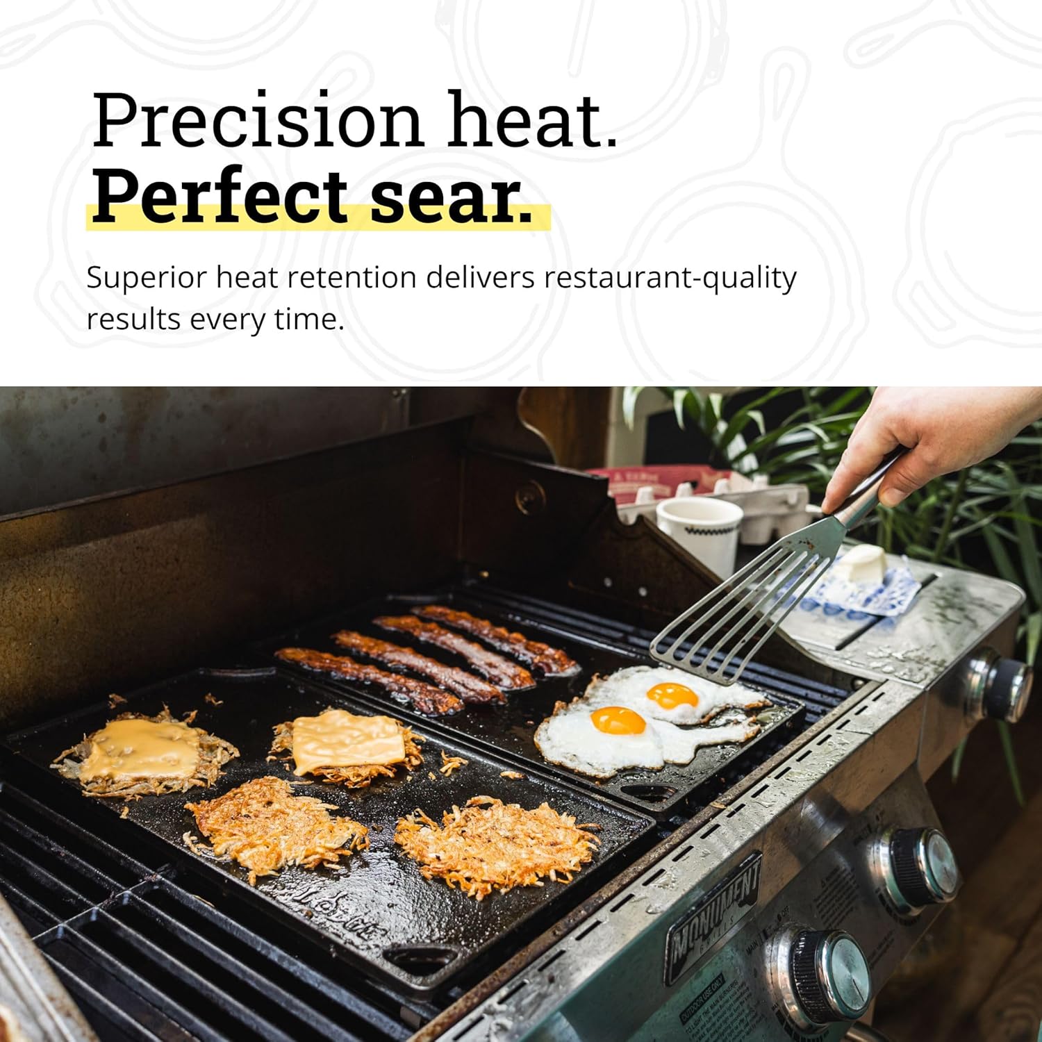 Lodge Reversible Cast Iron Grill/Griddle Pan 16.75 x 9.5 - Pre-Seasoned Dual-Sided Double Burner for BBQ, Eggs, Pancakes, Burgers - PFAS Free Cookware - Flat Top Plate for Oven, Grill, & Campfire
