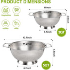 Gulex Colander Stainless Steel 3-Quart, Strainer Kitchen, Dishwasher Safe