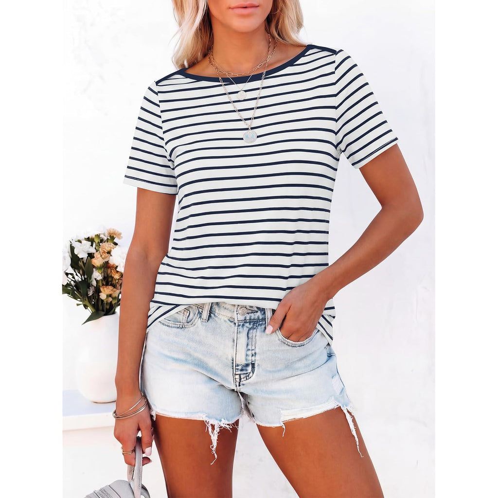 ANRABESS Womens Boat Neck Tops Short Sleeve T-Shirts Causal Fashion Tee Shirts 2026 Summer Spring Clothes