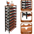 48 Bottle Wine Rack Freestanding Floor With Wood Top,8-Tier Wine Storage Shelf With Serving Station, Wine Holder For Kitchen, Bar, Dining Room, Home Bar Cabinet For Wine Bottles, No Wobble