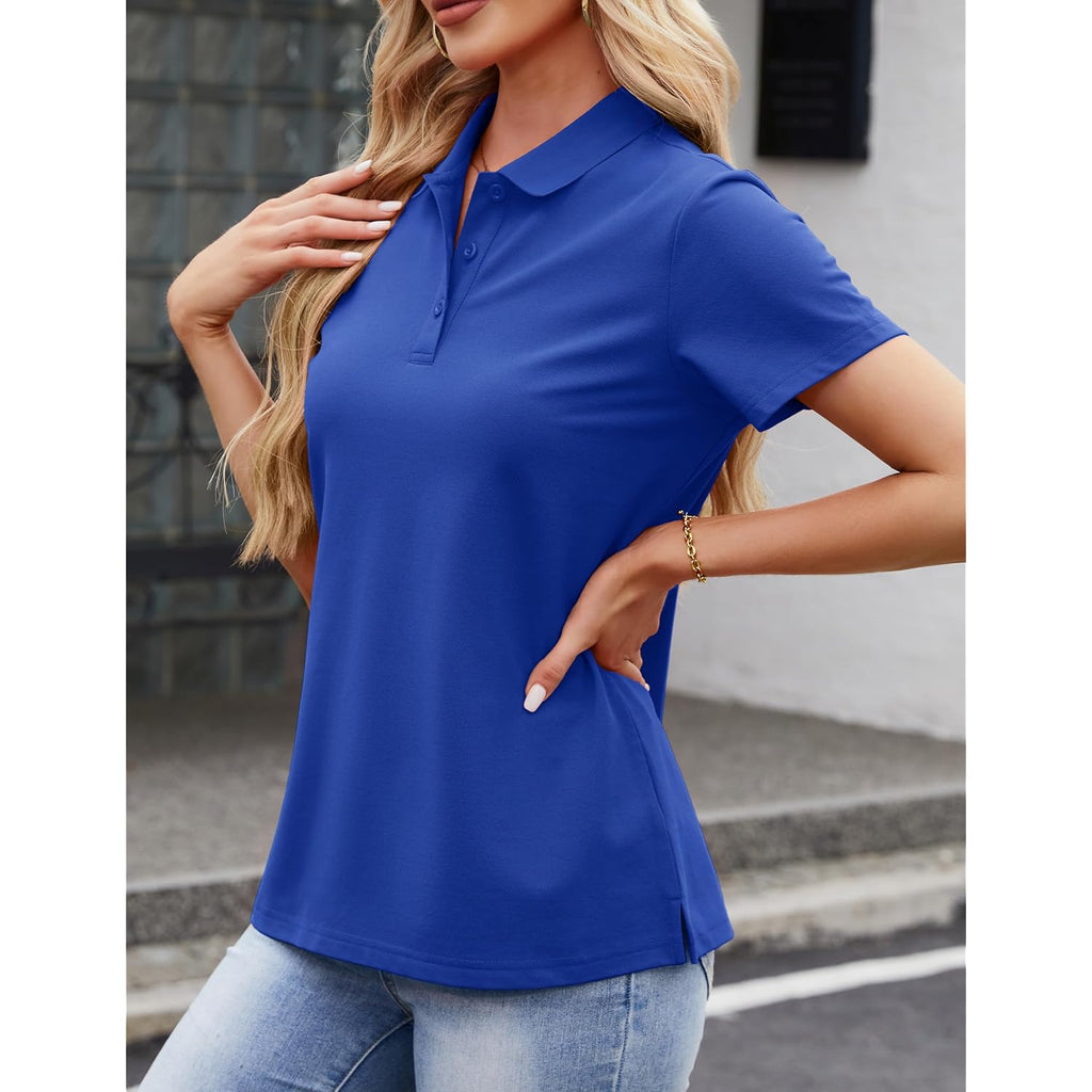 Magcomsen Women'S Polo Shirts Cotton 3-Button Short Sleeve Collared Tops Summer Cool Shirt Uniform Casual Shirts