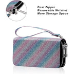 Double Zipper Wallet for Woman Clutch Purse with Cell Phone Holder for Smartphone/Card/Coin/Cash