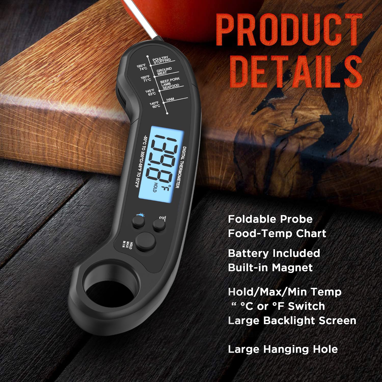 Meat Thermometer Digital, Instant Read Meat Thermometeri For Grill And Cooking, Waterproof Food Thermometer For Kitchen And Outside, Bbq, Turkey, Candy, Liquids, Beef
