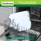 Freshware Cutting Boards For Kitchen, Chopping Board 3-Pack With Different Sizes, Juice Grooves And Non Slip Handles - Reversible, Large Cutting Board Set - Dishwasher Safe - Gray