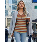 Women's Summer Tank Tops 2026 Striped V Neck Sleeveless Casual Henley Shirts Colourful Button Cami Tee