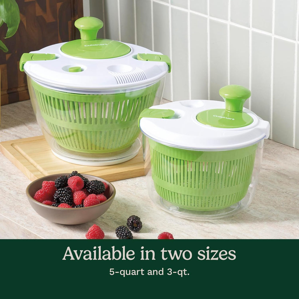 Cuisinart Large Spin Stop, 5Qt, Ctg-00-Sas1 Salad Spinner, 5 Quart, Green & White
