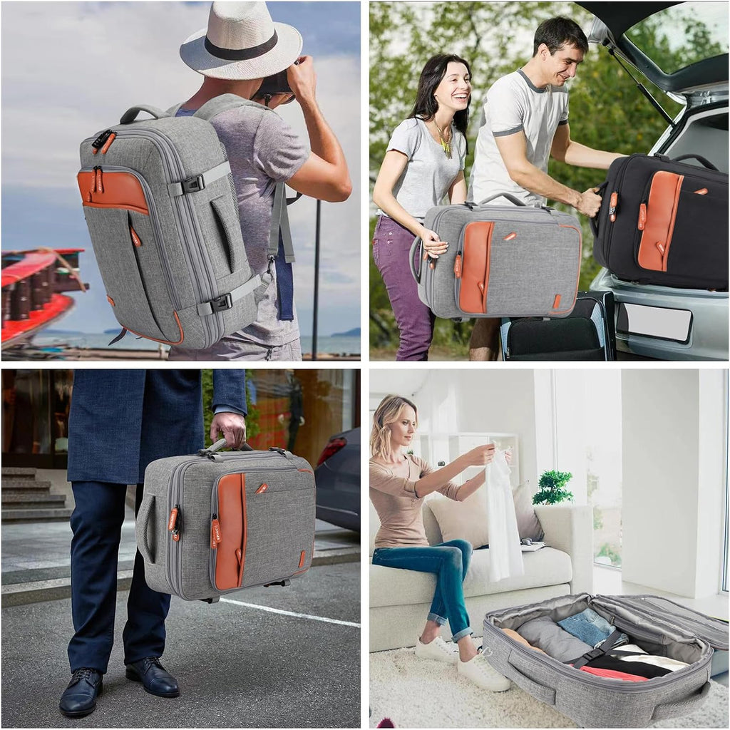 Lumesner 40L Expandable Carry On Travel Backpack With 4 Packing Cubes | Flight Approved, Fits 17 Inch Laptop, Water-Resistant, Suitcase Backpack, Business Weekender Luggage, Gift For Men & Women