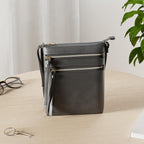DELUXITY Crossbody Purse Bag Shoulder Bag Multi Pocket Zipper Purse | Black