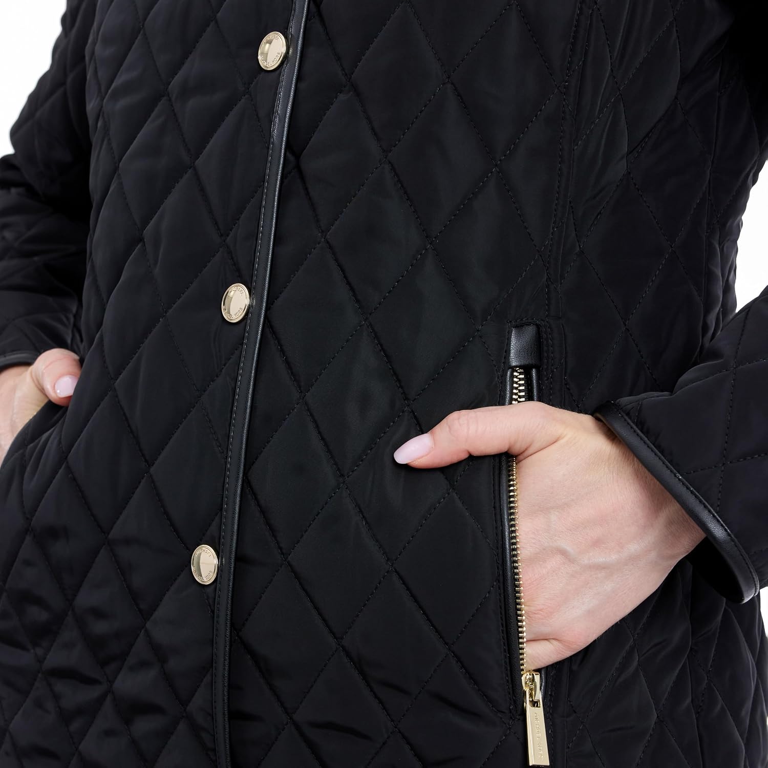 Michael Kors Womens Diamond Quilted Jacket For Women, Stylish Lightweight Jacket With Trim Detail