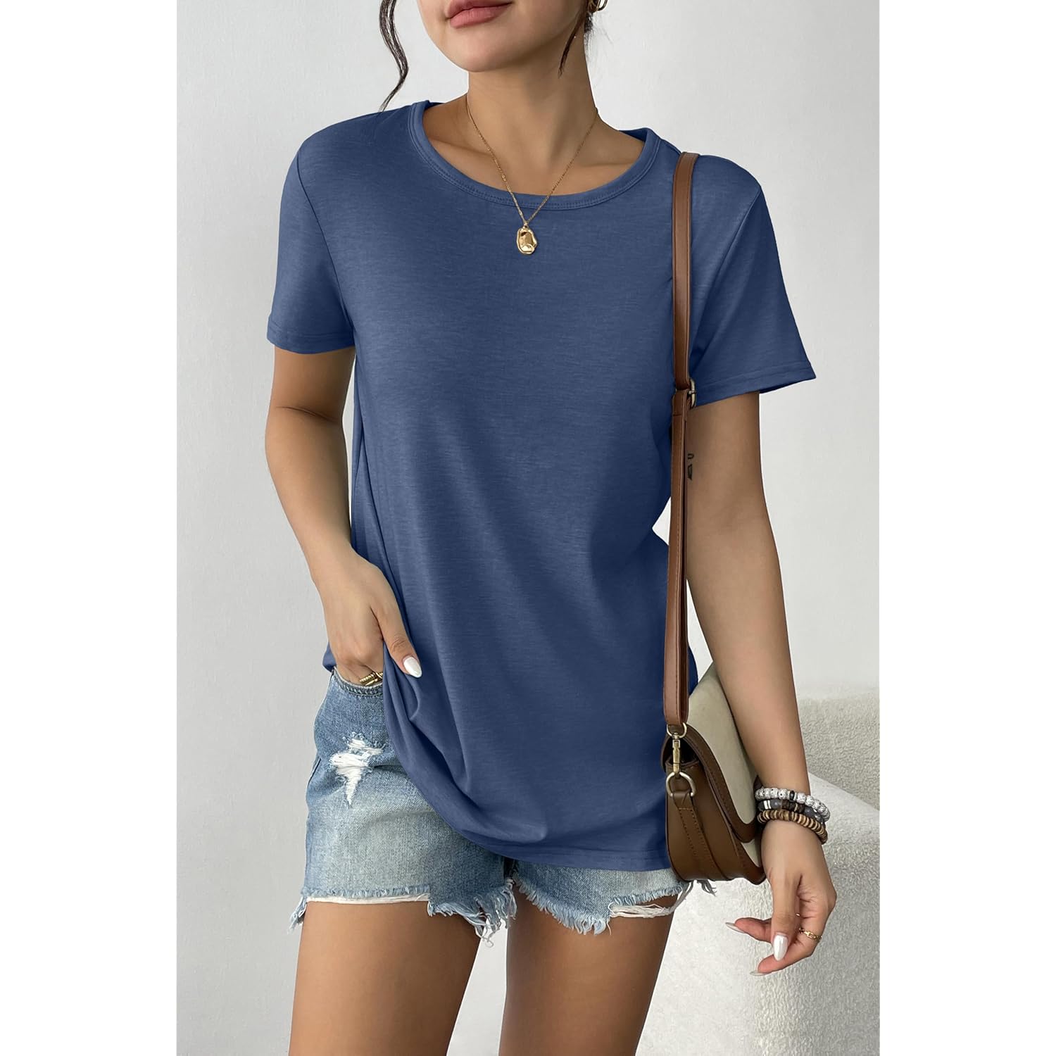 Womens 3 Pack Tshirts for Women Short Sleeve Shirt Crewneck Basic Tee Summer Tops Lightweight Plain Workout Clothes