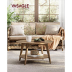 Vasagle Maezo Collection - Round Coffee Table, 2-Tier Center Table With Storage, Tapered Legs, Curved Transitions, 31.5 Dia. X 17.7 H Inches, Easy Assembly, For Living Room, Honey Brown Ulct243K41