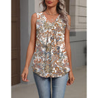 Zeagoo Womens Tank Tops Summer Sleeveless Loose Fit Tops V Neck Pleated Shirts Basic Tees Dressy Casual Trendy Clothes