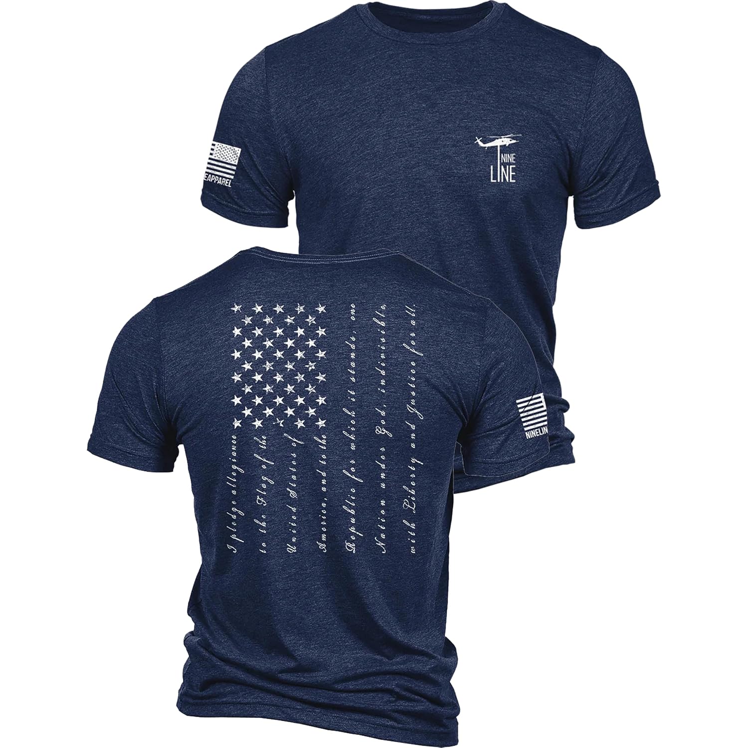 Nine Line Pledge Of Allegiance Shirt, Patriotic T-Shirts For Men, American Flag Military T Shirt, Freedom Usa Veteran Apparel