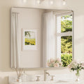 Brushed Nickel Bathroom Mirror 42 X 36 Inch For Vanity Metal Framed Mirror Modern Farmhouse For Living Room Entryway(Horizontal/Vertical)