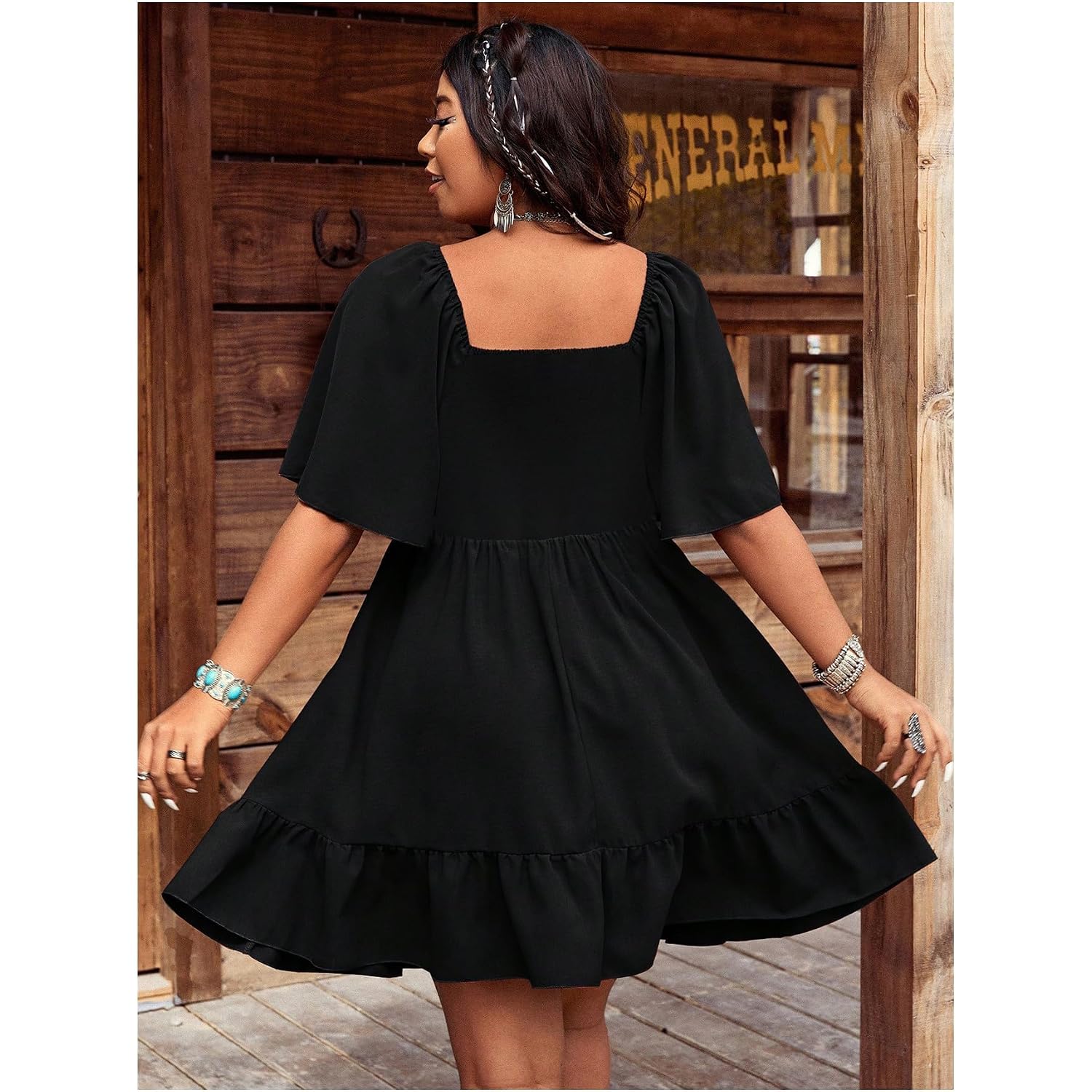 Verdusa Women'S Plus Size Western Boho Floral Dress Cowgirl Country Concert Vacation Outfits Flowy Summer Dresses
