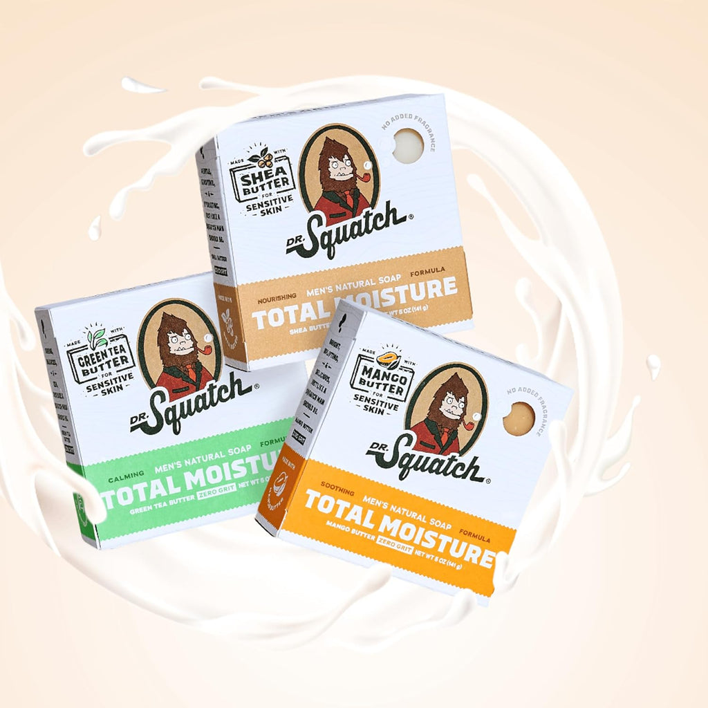 Dr. Squatch Total Moisture Natural Men’S Bar Soap – Non-Drying 2-In-1 Face + Body Soap Bar – Plant-Based Ingredients, Created For All Skin Types – Gifts For Men – 5Oz (3-Pack)