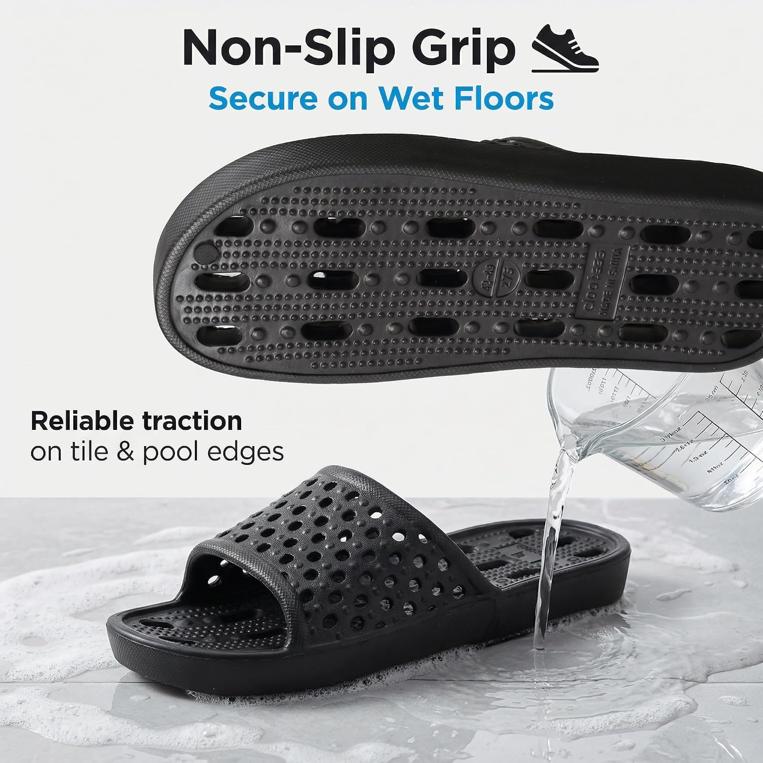 Shower Shoes For Men And Women,Non-Slip Quick-Dry Bath Slippers With Drain Holes,Lightweight Pool, Gym, Bathroom & College Dorm Sandals