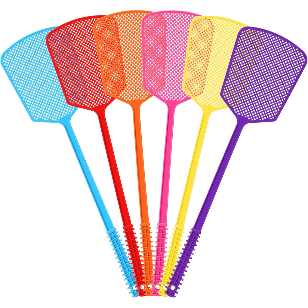 Fly Swatter,Plastic Flyswatters Multi-Pack,6 Bulk Vibrant Colorful Fly Killer,Long Handle Bug Swatter For Indoor And Outdoor
