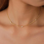 Gold Necklace for Women Dainty 14k Gold Plated Silver CZ Diamond Thin Choker Necklace Trendy Small Layering Chain for Women Non Tarnish Free Womens Simple Waterproof Jewelry 14 16 18inch