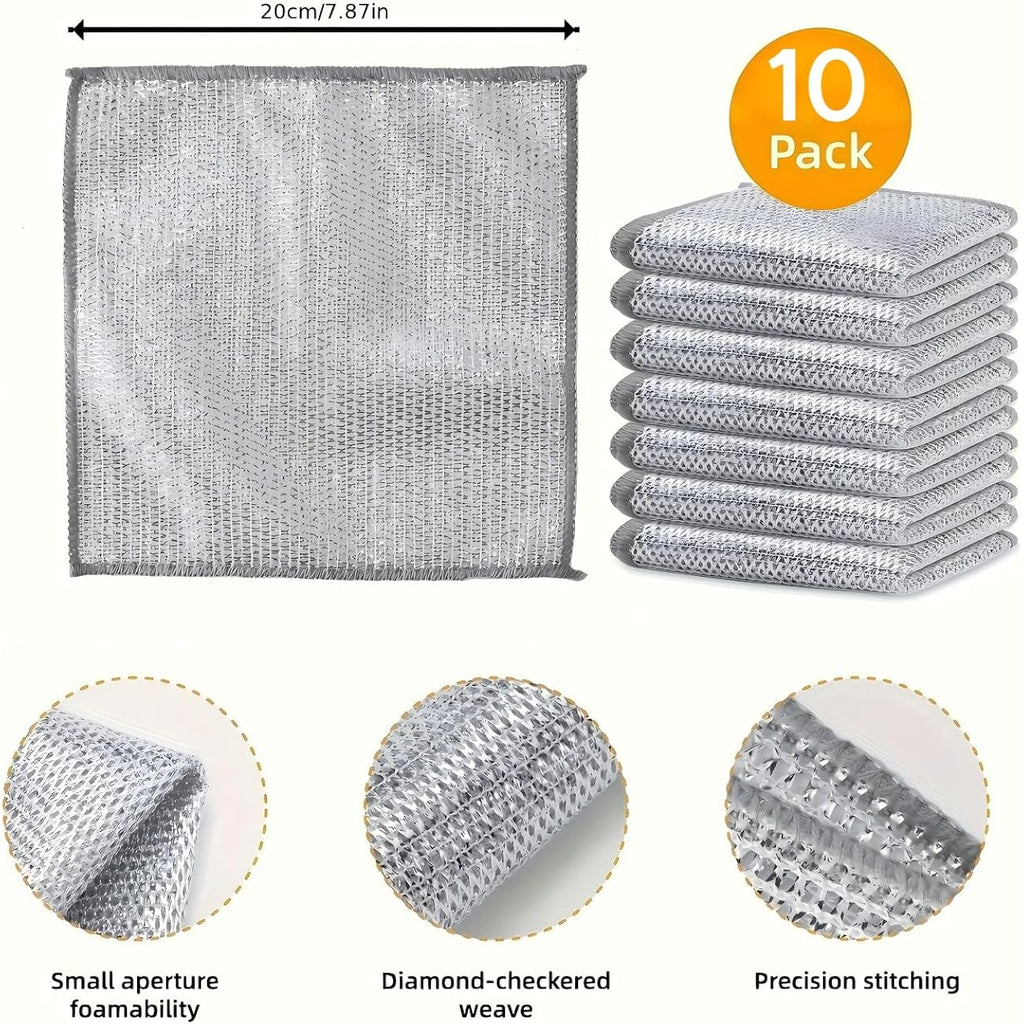 10pcs Miracle Cleaning Cloth - Ultra-Durable Mesh Ultrafine Fiber Set - Easy for Dry and Wet Cleaning - Very Suitable for Tableware, Metal Surfaces, etc.! No Scratches Kitchen Genius