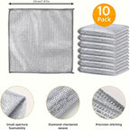 10pcs Miracle Cleaning Cloth - Ultra-Durable Mesh Ultrafine Fiber Set - Easy for Dry and Wet Cleaning - Very Suitable for Tableware, Metal Surfaces, etc.! No Scratches Kitchen Genius