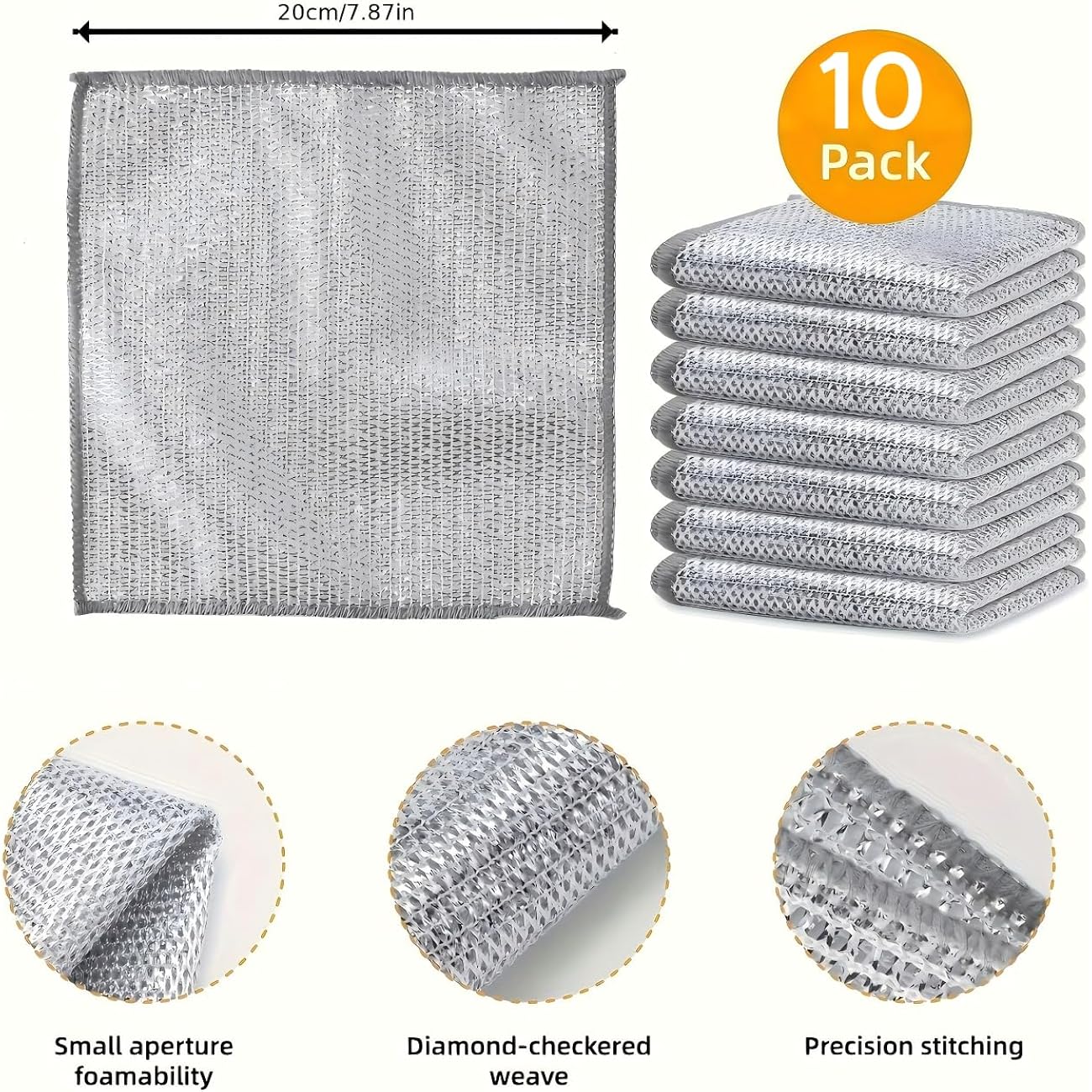10pcs Miracle Cleaning Cloth - Ultra-Durable Mesh Ultrafine Fiber Set - Easy for Dry and Wet Cleaning - Very Suitable for Tableware, Metal Surfaces, etc.! No Scratches Kitchen Genius