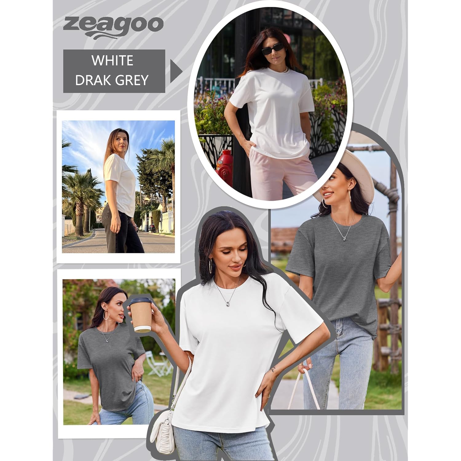 Women's T-Shirts Short Sleeve Tops Summer Casual Blouse Crew Neck Basic Shirt 2 Pack Loose Fit Tee