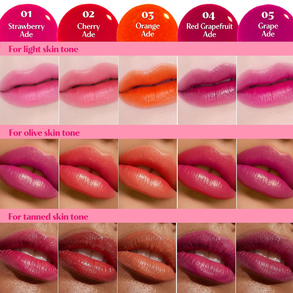 Etude Dear Darling Water Tint 3 Set (Strawberry Ade, Cherry Ade, Red Grapefruit Ade, 9G*3) | Vivid Color Lip Stain With Moisturizing Weightless & Non-Sticky Finish | Korean Makeup, Perfect For Gift