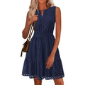 Prettygarden Women'S Summer Dresses 2026 Sleeveless V Neck Eyelet Hollow Out Swing A Line Beach Vacation Sun Dress