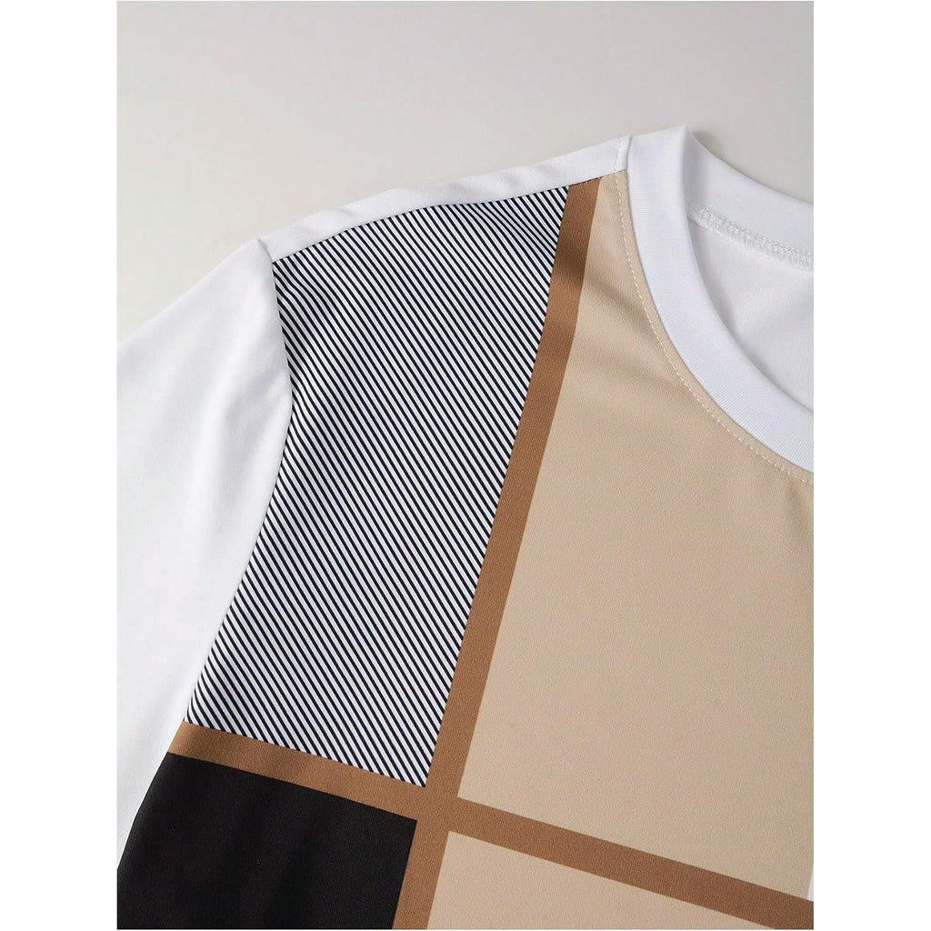 Soly Hux Men'S Casual T Shirts Short Sleeve Crew Neck Color Block Graphic Tees Shirt Summer Tops