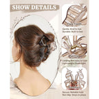 Mesovor 4 Pack Cute Bow Claw Clip For Women, Nonslip Large Matte Strong Hold Bows Hair Clips For Thin And Thick Hair | Chic Hair Styling Accessories (4.1" Black, Leopard)