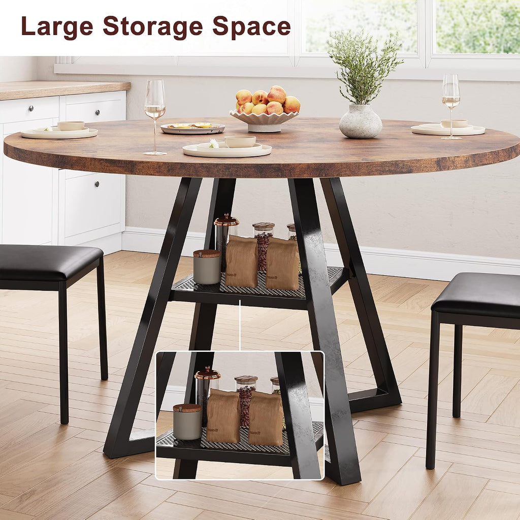 Jocoevol Round Dining Table For 4,Kitchen Dining Room Circle Dinner Pedestal Table,Space Saving Wood Kitchen & Dining Room Furniture (Vintage, 47In)