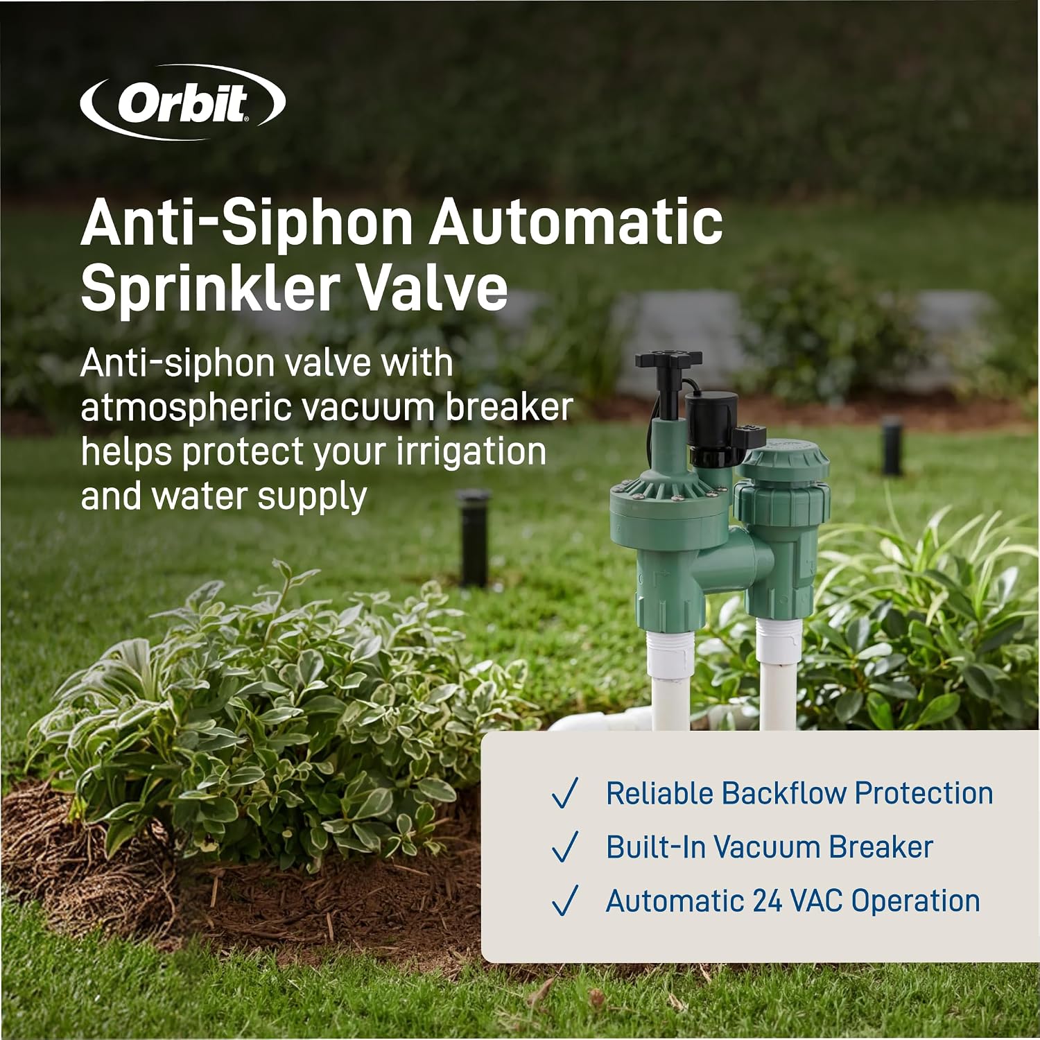 1-Pack Orbit 57623 3/4" Fpt 100 Series Anti-Siphon Automatic Sprinkler Valve With Flow Control