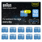 Braun Clean & Renew Refill Cartridges CCR, Replacement Shaver Cleaner Liquid Solution for Clean&Charge System, Pack of 10