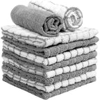 Bumble Dish Cloths (8 Pack) | 12" x 12" | 100% Cotton Kitchen Towels | 405 GSM | Soft, Highly Absorbent & Durable Dish Towels for Kitchen | Gray
