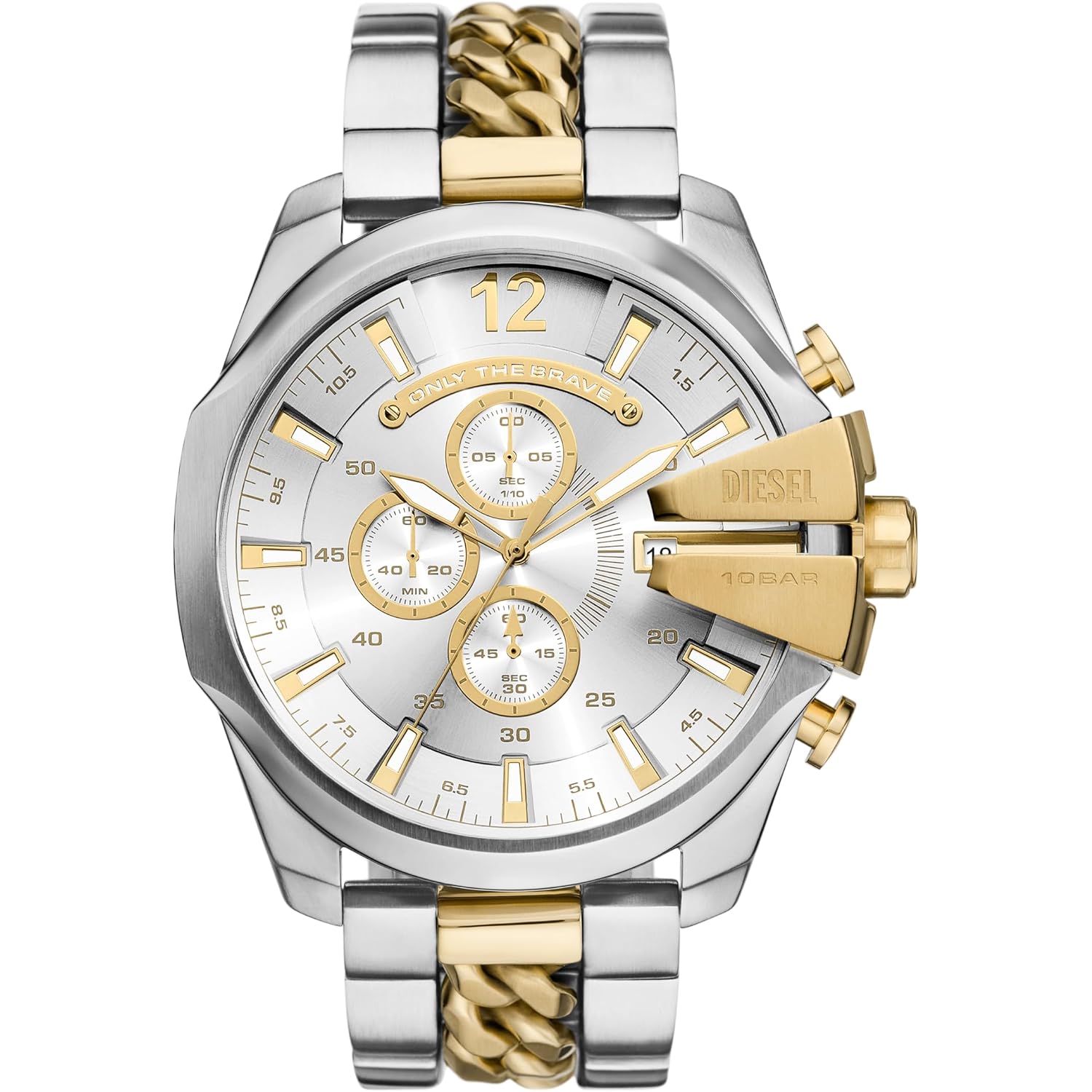 Diesel Mega Chief Watch For Men, Chronograph Two-Tone Stainless Steel Men'S Watch