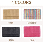 Natural Straw Flat Clutch Women 2026 Boho Purse Top Handle Crossbody Handbag Stylish Woven Envelope Wallet Evening