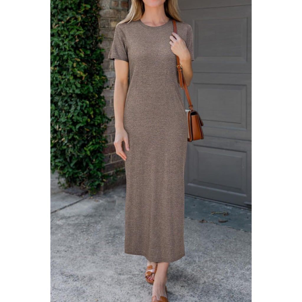 Arach&Cloz Women'S Wool Blend Lightweight Spring Casual T Shirts Maxi Dress 2026