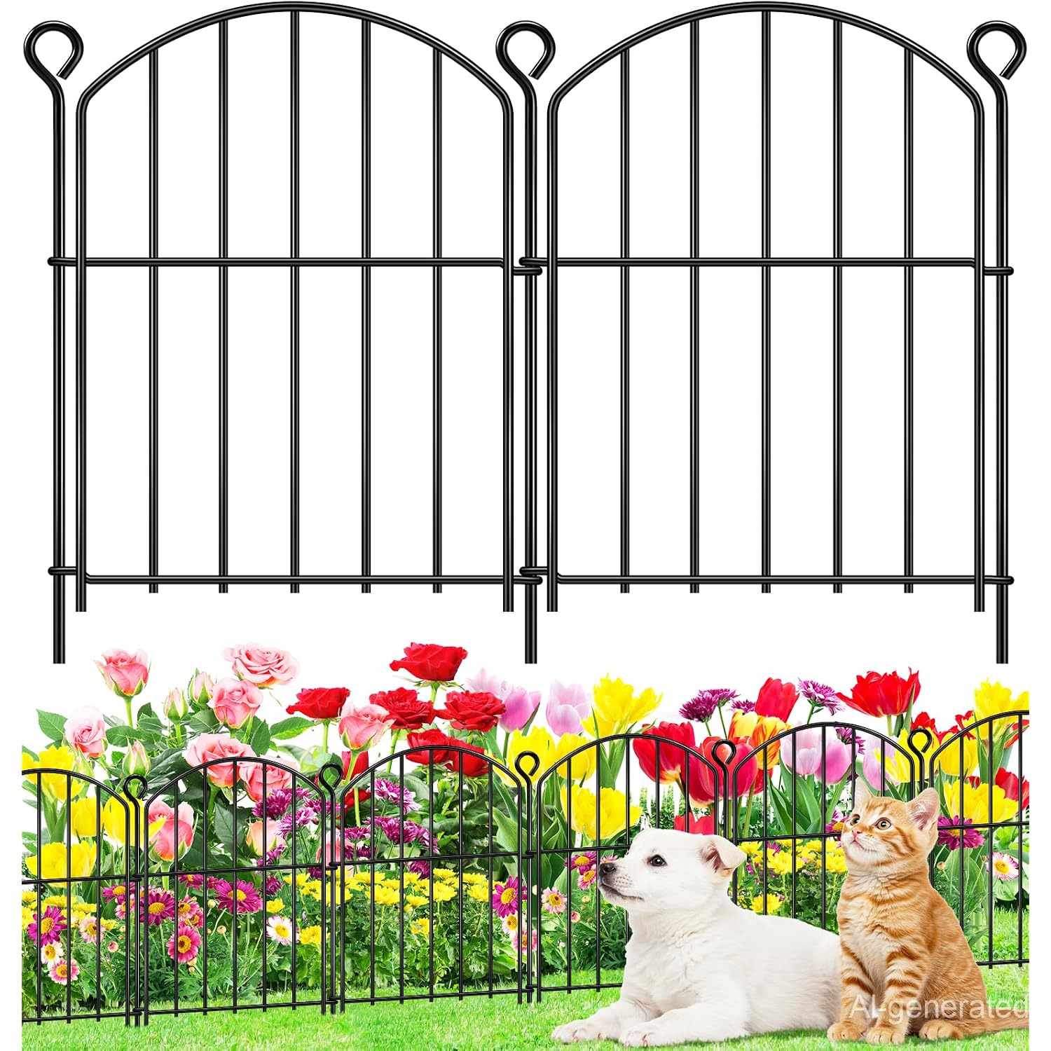 Decorative Garden Fence 17In (H) X10Ft (L),Arched Rustproof Metal No Dig | Small Fence For Dogs & Rabbit,Ornamental Animal Barrier For Flower Beds,Border Panels Fencing For Yard & Patio Outdoor Decor