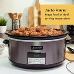 Crock-Pot Large 8-Quart Programmable Slow Cooker with Auto Warm Setting Black Stainless Steel