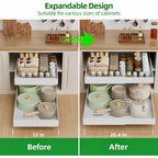 Paketa 4 Pack Expandable Pull Out Cabinet Organizer, 21'' Deep Pull Out Drawers For Cabinets,Upgrade 3 Slide Rails Sliding Drawer For Kitchen Cabinet Organizer With Adhesive Nano Film (White)