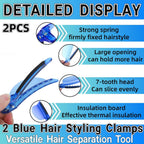 Heat Insulation Sectioning Clips, 2Pcs Blue Hair Styling Clips - Wig & Extension Separator Tools 7-Tooth Design (9.5X4.5Cm/3.7X1.7In) For Highlighting, Dyeing, Salon & Home Use