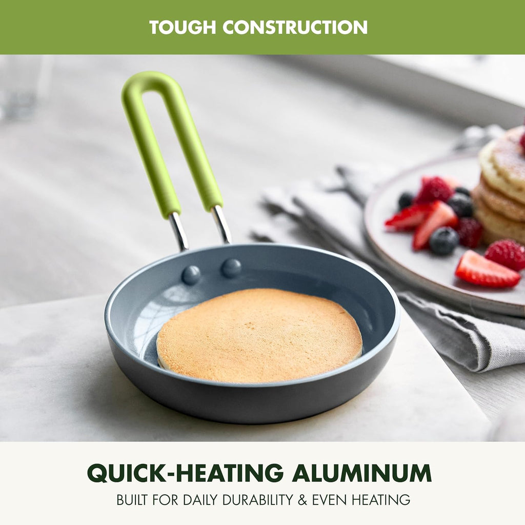 GreenPan Mini Healthy Ceramic Nonstick, 5" Round Egg Pan, PFAS-Free, Dishwasher Safe, Stay Cool Handle, Black