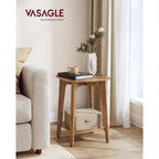 Vasagle Side Table, 2-Tier Small Square End Table, Nightstand | With Tapered Legs, Curved Transitions, Honey Brown, Maezo Collection, Ulet236K01