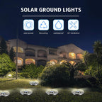 4.6Inch Solar Ground Lights 12Packs, Garden Solar Outdoor Waterproof Pathway Bright In-Ground Landscape Lights For Patio, Lawn, Yard, Driveway, Step And Walkway(White Light)